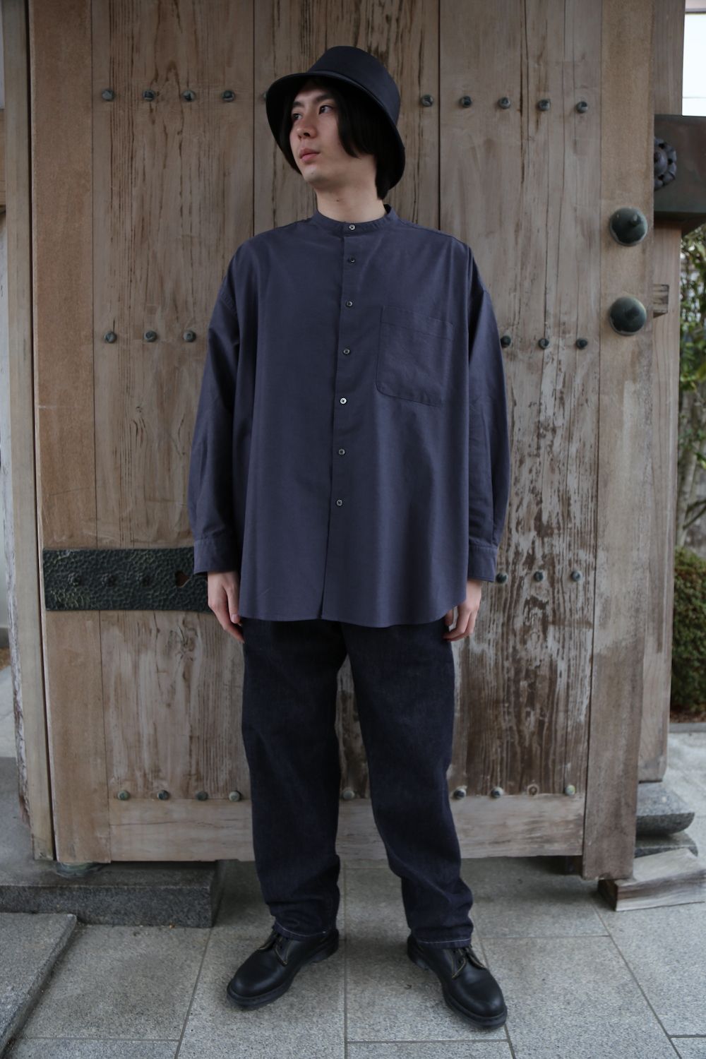 Graphpaper Oxford Oversized Band Collar Shirt(GM211-50137B) style