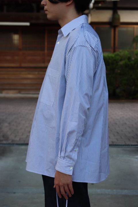 YOKE THOMAS MASON STRIPED PIPING SHIRT"WHITE"style.