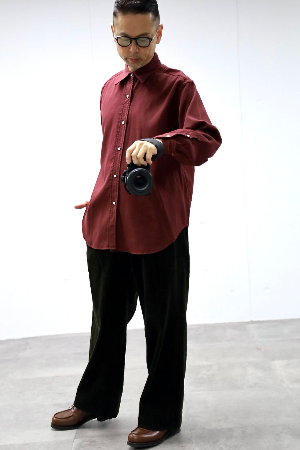 A.PRESSE 2026 STYLE1 Double Weave Twill Regular Collar Shirtsスタイル