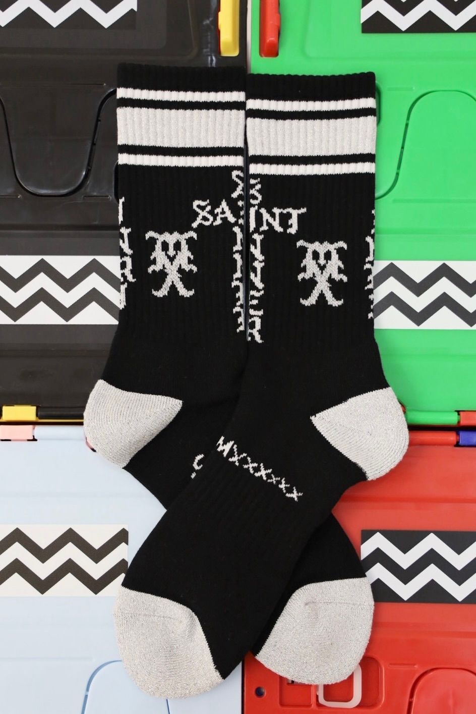セントマイケル SINNER SOCKS (SM-HR1-0000-113)BLACK/GRAY★10月11日(土)発売！