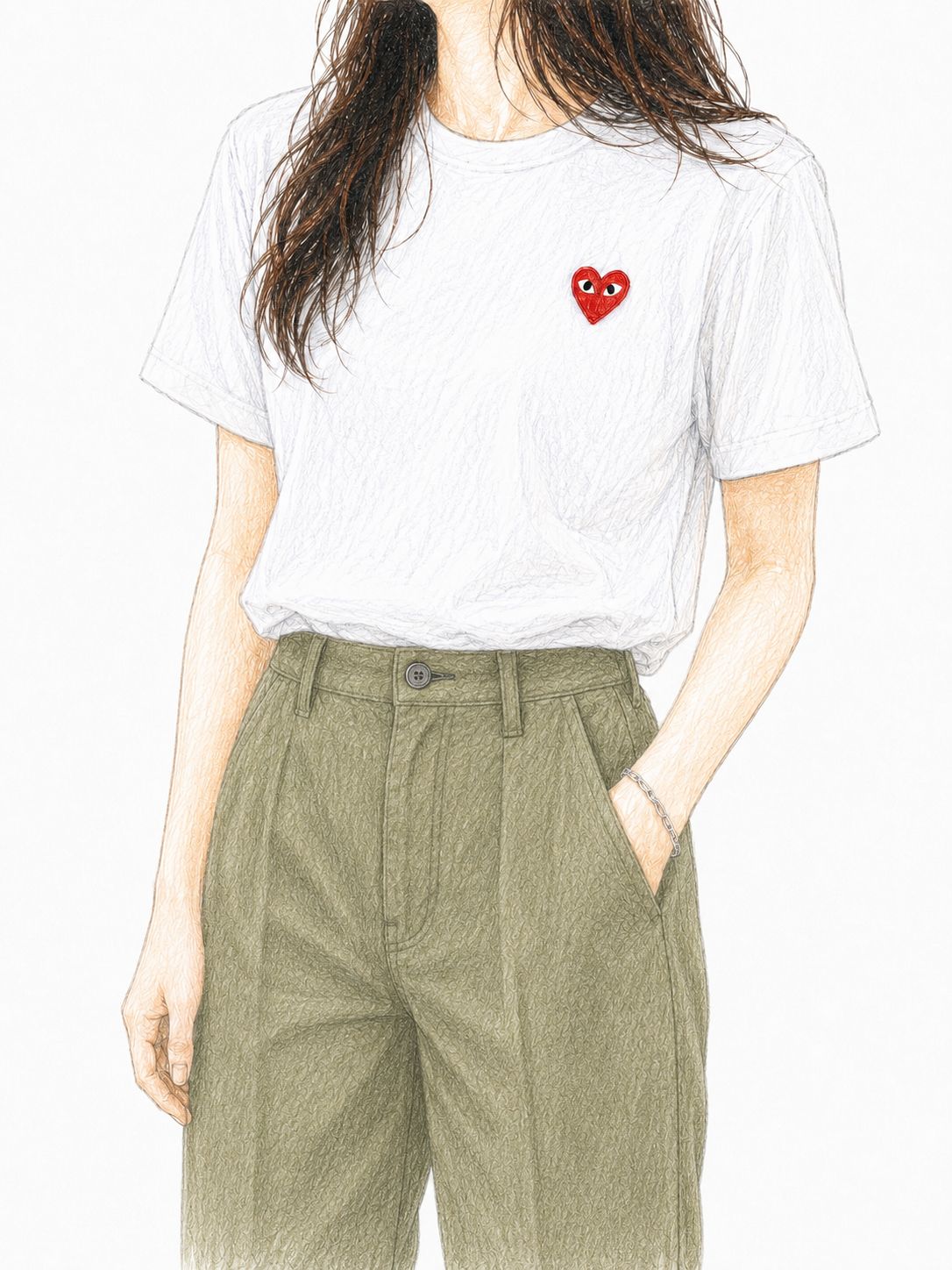 PLAYプレイコムデギャルソン ワンポイントTシャツ RED HEART (WHITE)7月2日(木)再入荷！