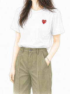 PLAYプレイコムデギャルソン ワンポイントTシャツ RED HEART (WHITE)7月2日(木)再入荷！