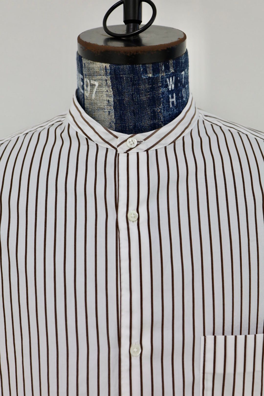 グラフペーパー 25AW SIDOGRAS Stripe L/S Oversized Band Collar Shirt(GM254-50026STB])BROWN STRIPE☆10月25日(土)発売！