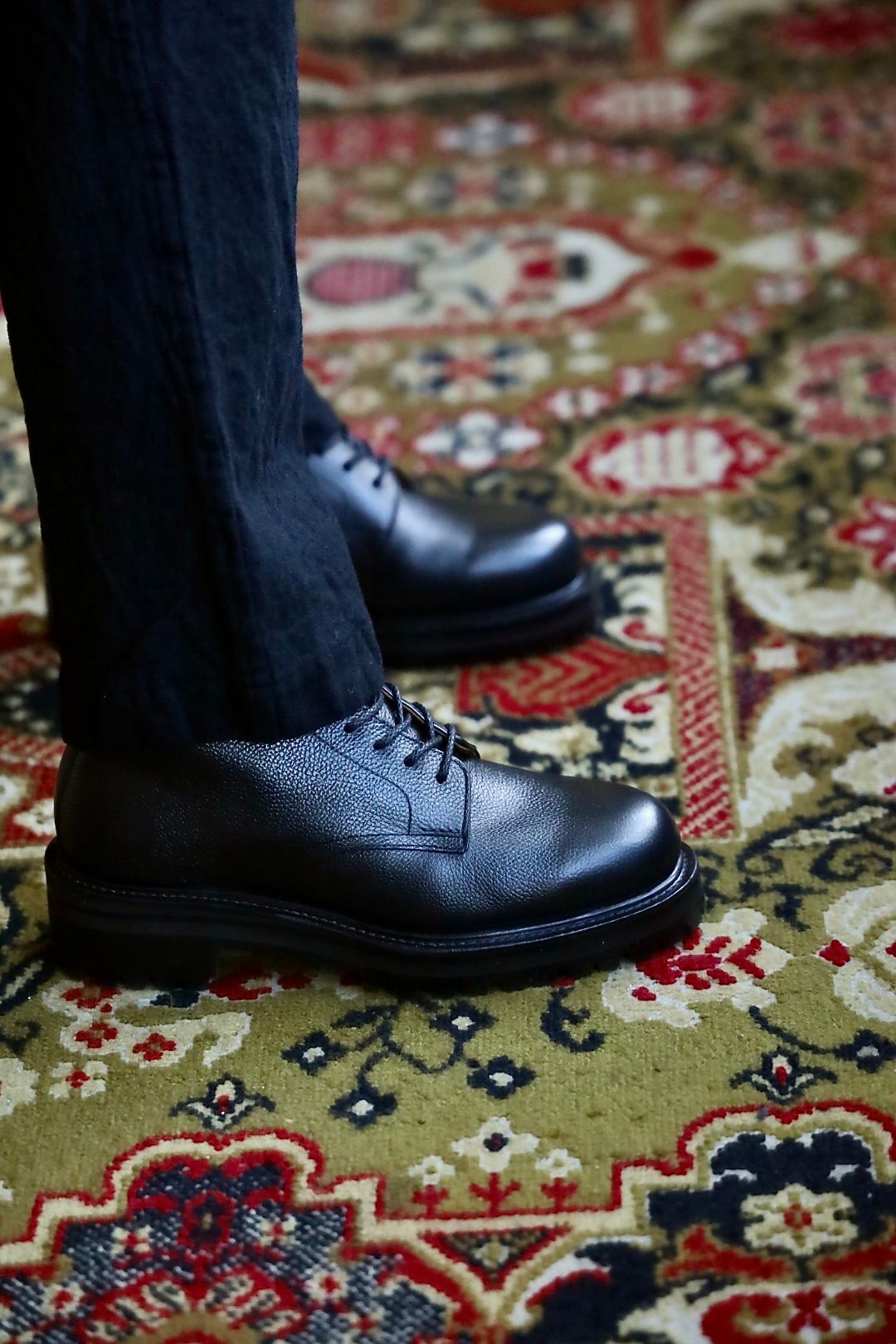 FOOTWORKSフットワークス  レースアップブーツ Lace-up shoes in grain leather(F03-0002_M)BLACK☆新作発売！