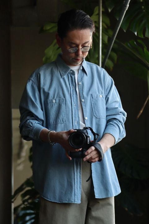 A.PRESSE 23SS Washed Chambray Shirtスタイル