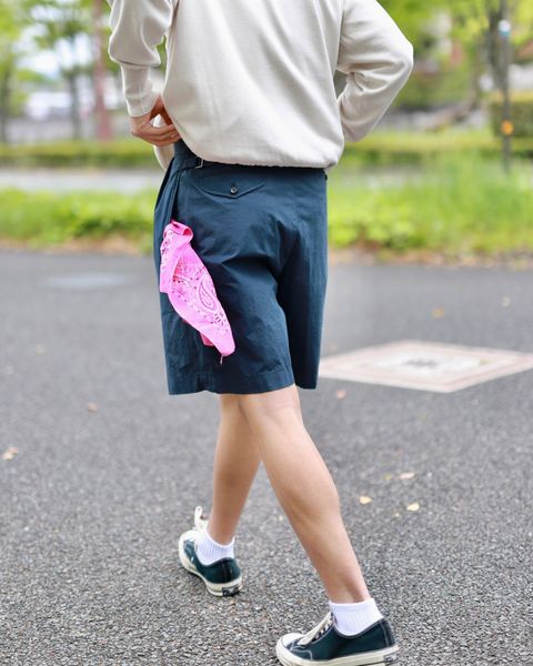 A.PRESSE High Density Weather Cloth Shorts "NAVY"スタイル