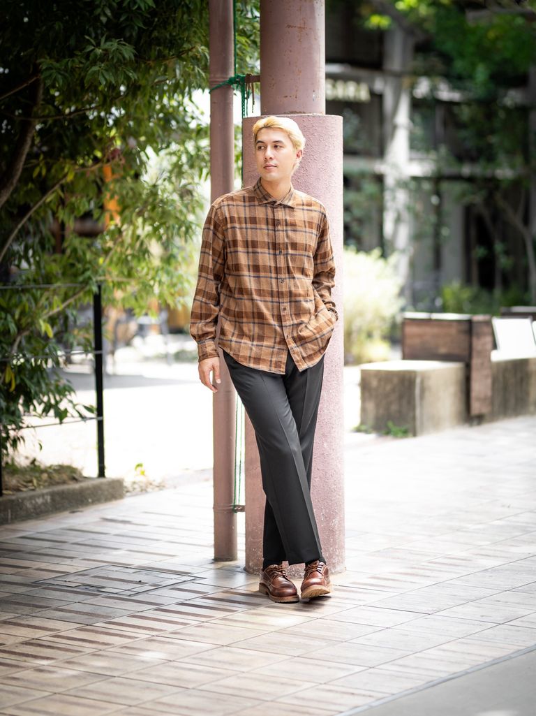 A.PRESSE 新作Vintage Cotton Silk Nep Twill Check Shirts