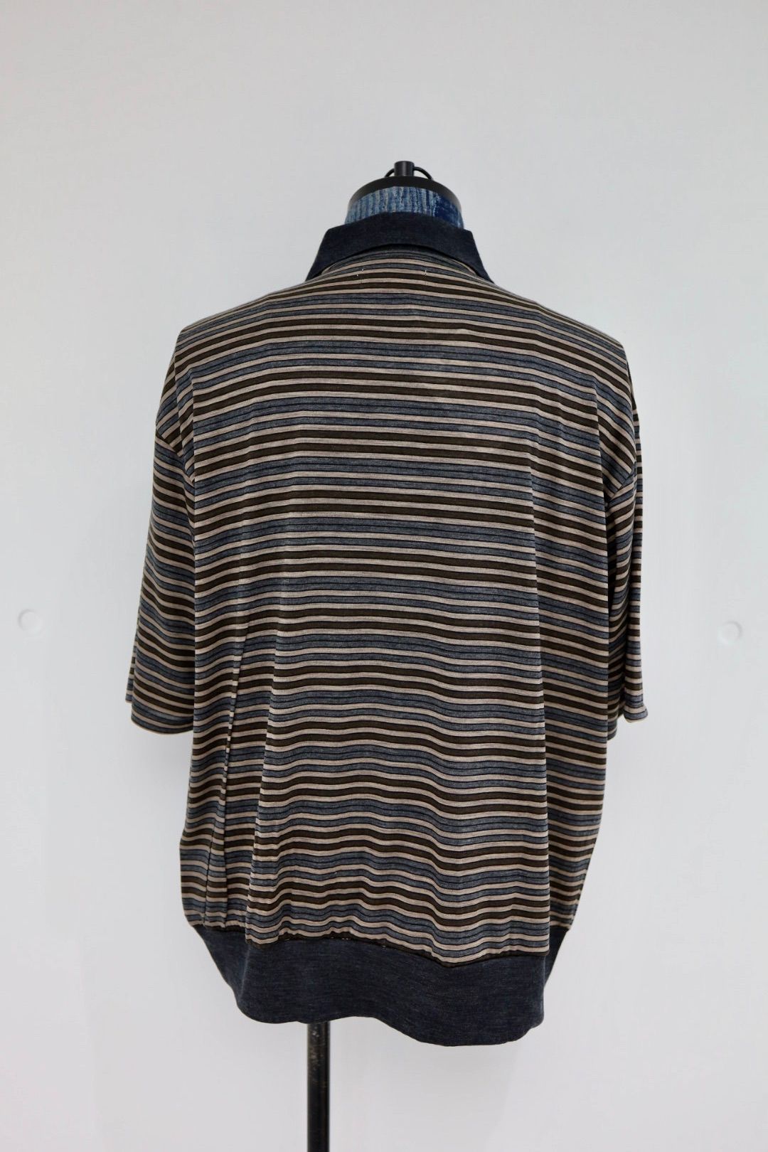 マーカ 26SS ワンボタンポロTシャツ ONE BUTTON POLO TEE S/S(M26A12CS01B)BEIGE BORDER☆新作発売！