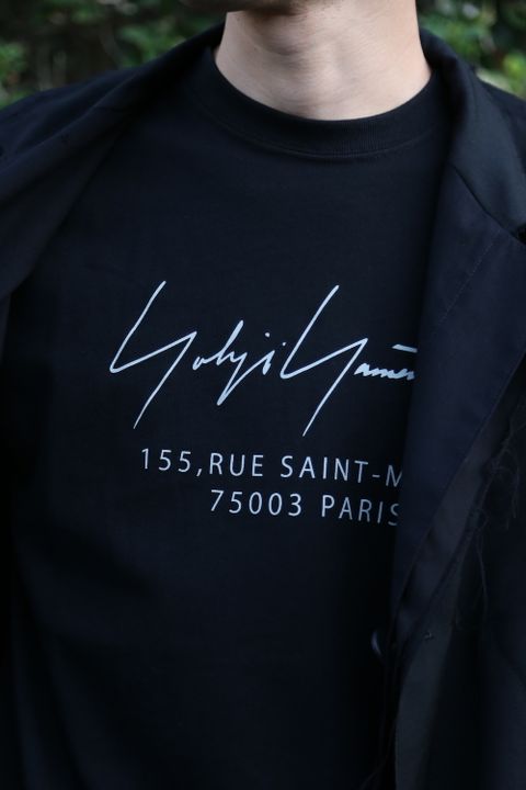 Yohji Yamamoto FW20 半袖 コットン Tシャツ シグネチャーロゴ パリ "BLACK"Style.2020.11.7.