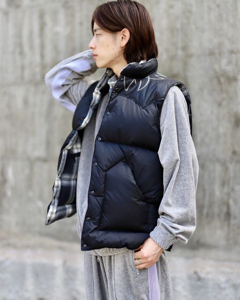 RAFU ラフ 23AW RMFC DOWN VEST W/EMB'Dスタイル