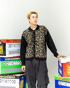 セントマイケル  LEOPARD KNIT CARDIGAN(SM-HR1-0000-073)BLACK★10月11日(土)発売！