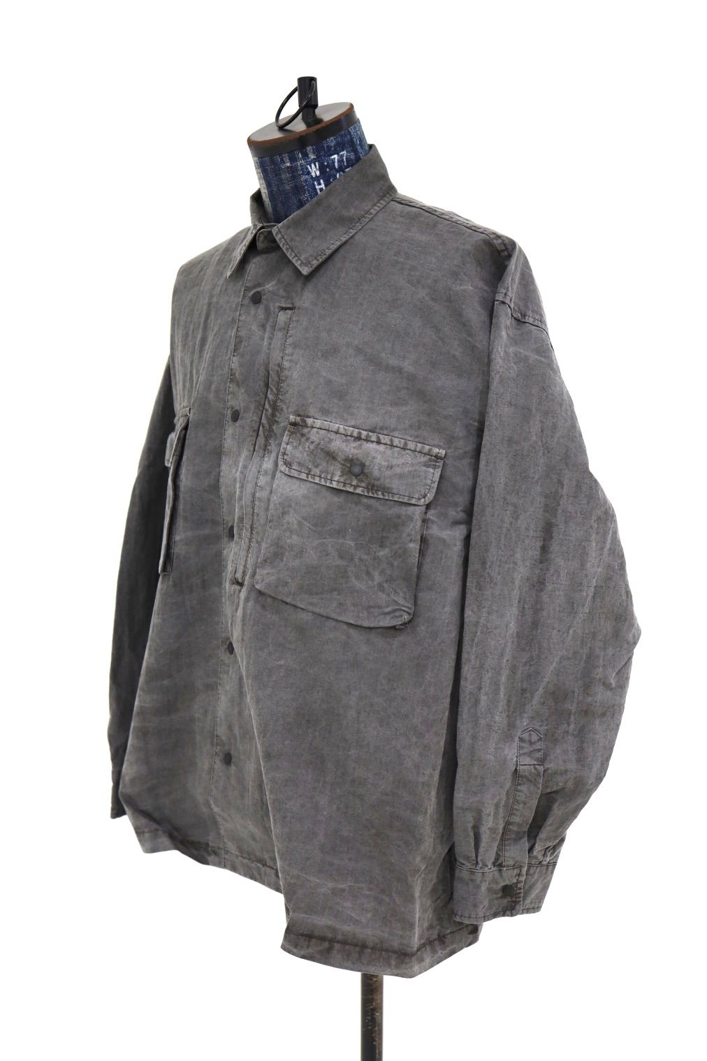 イズネス 26SS シャツ Pigment-Dyed Long-Sleeve Shirt(26SS_07_1008SSSH04-2) BLACK ☆新作発売！