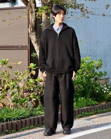 Graphapaper Cotton Wool Slub Oversized Half Zip Knit MARK STYLE