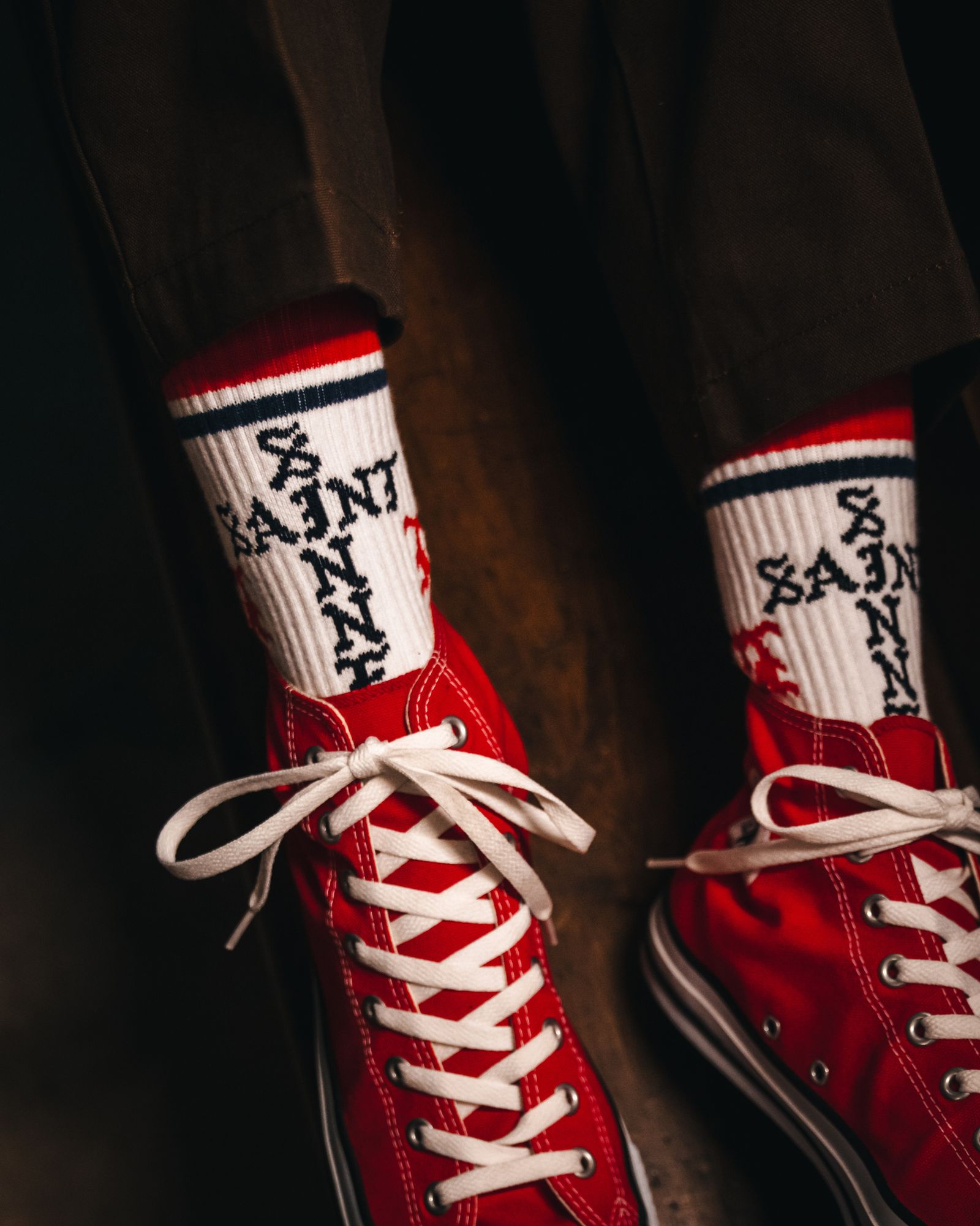 セントマイケル SINNER SOCKS (SM-HR1-0000-107)WHITE/RED★10月11日(土)発売！