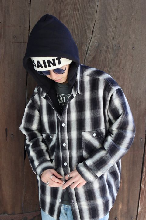 ©SAINT Mxxxxxx セントマイケル 23AW CHECK SHIRT PARKAスタイル
