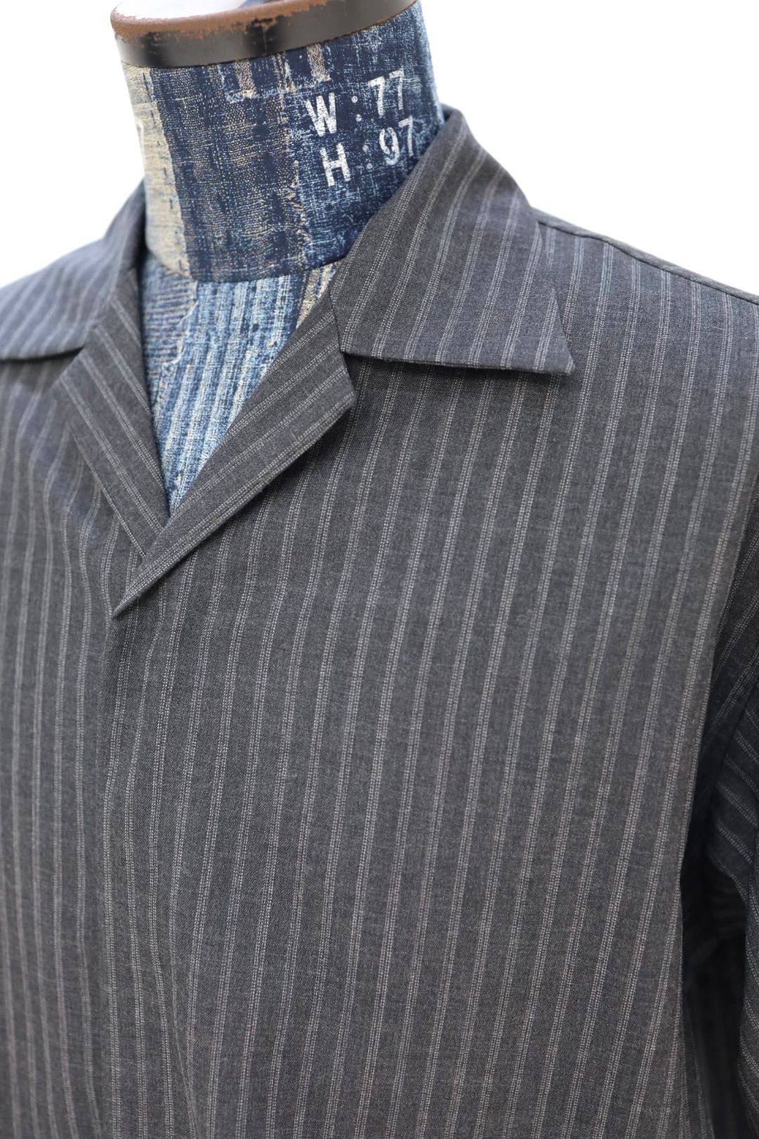 marka 26SS FLY FRONT OPEN COLLAR S/S SHIRT(M26A11SH02B)GRAY STRIPE☆新作発売！