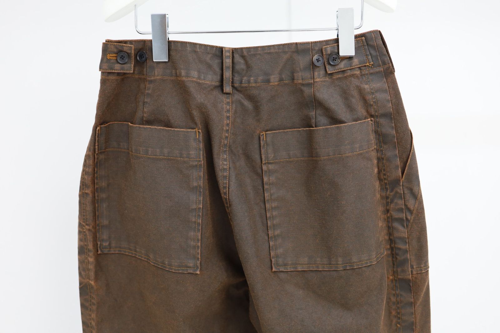 YOKE 26SS Coating Cotton 1pleated Backer Pants(YK26SS01184P)BROWN