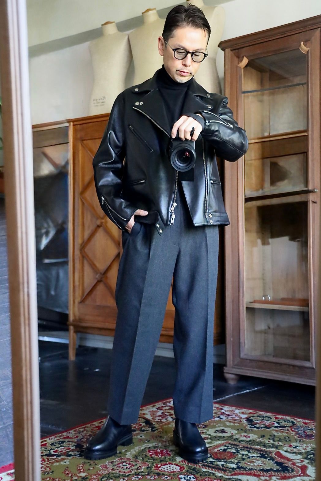 コムデギャルソンオム25FW ウールフラノパンツ(HP-P035-051)CHARCOAL