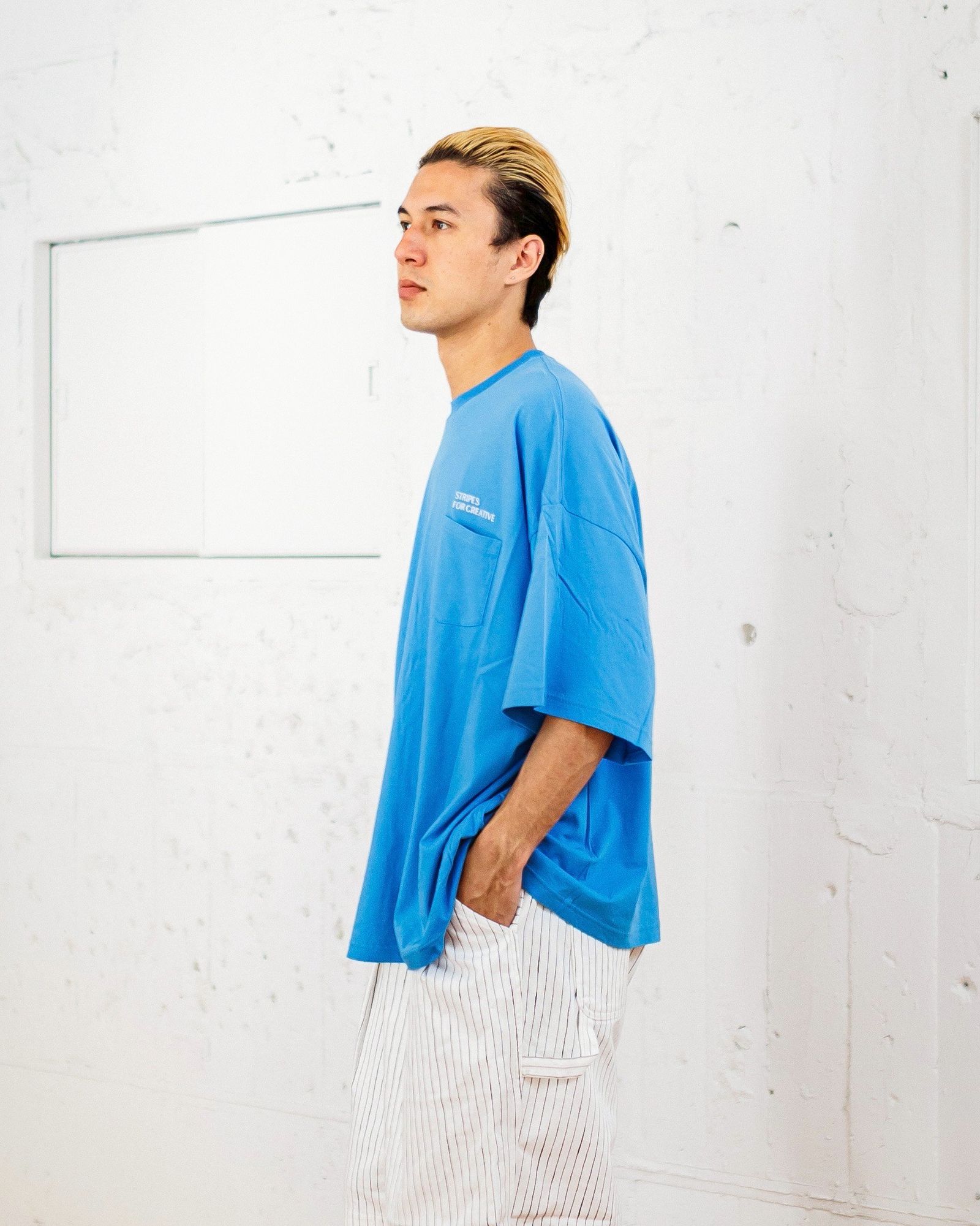 S.F.C 25SS エスエフシー SUPER BIG FLAT POCKET TEE(SFCSS25CS16)BLUE