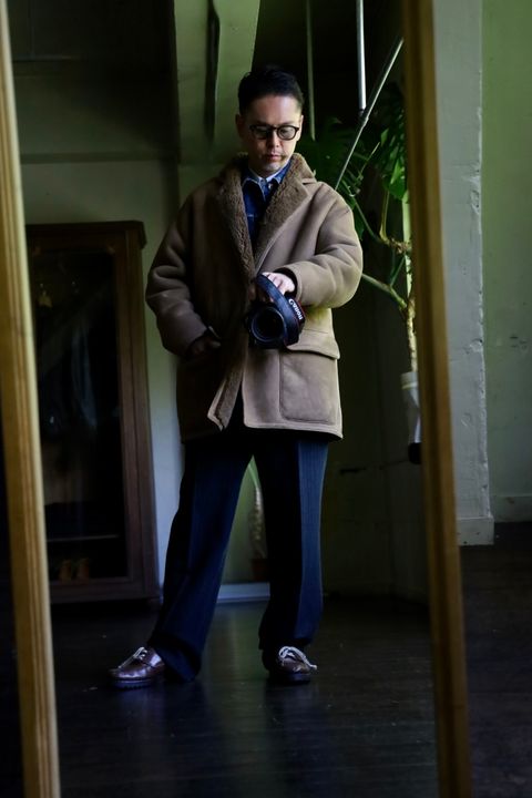 A.PRESSE Mouton Coatスタイル