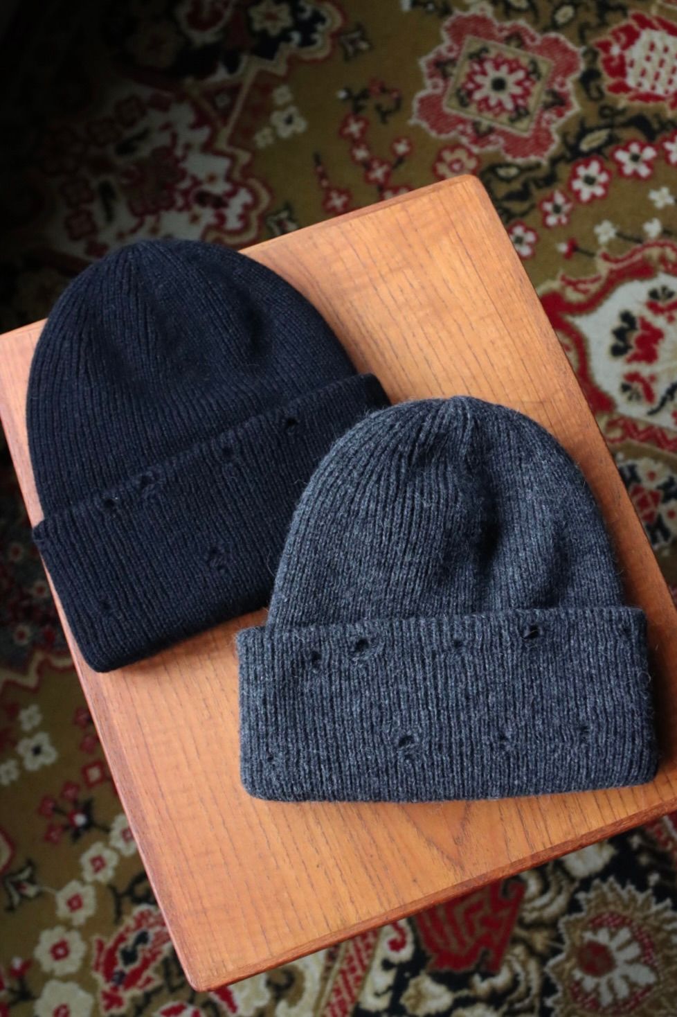ワイズフォーメン DAMAGED KNIT CAP (ML-H01-160)CHARCOAL☆新作発売！
