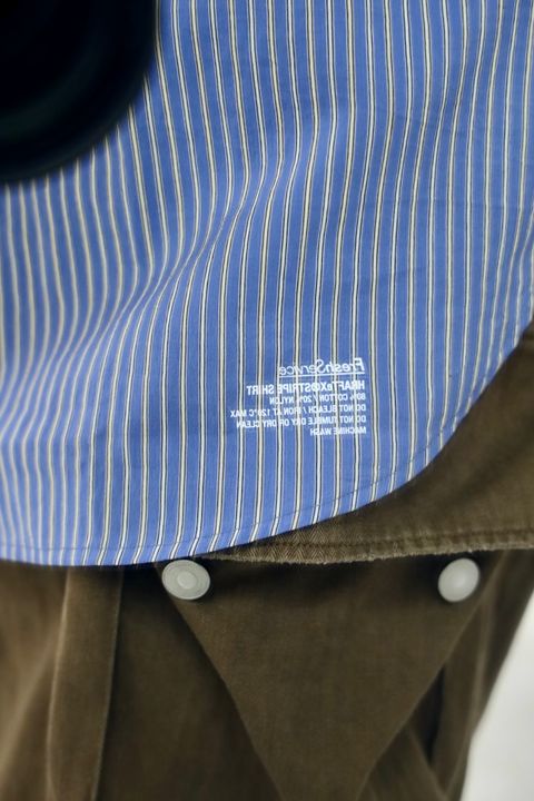 FreshService 26SS HRAFTeX® S/S STRIPE SHIRT"BLUE STRIPE"スタイル