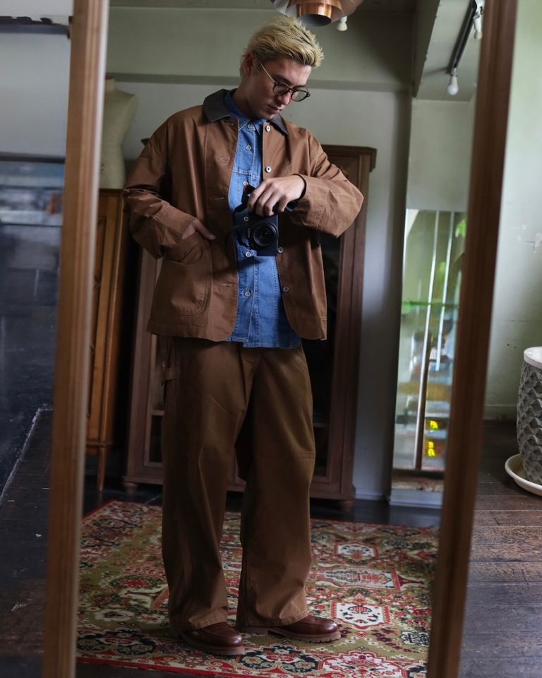 フレッシュサービス COTTON CANVAS LEATHER COLLAR WORK JACKET  MARKスタイル