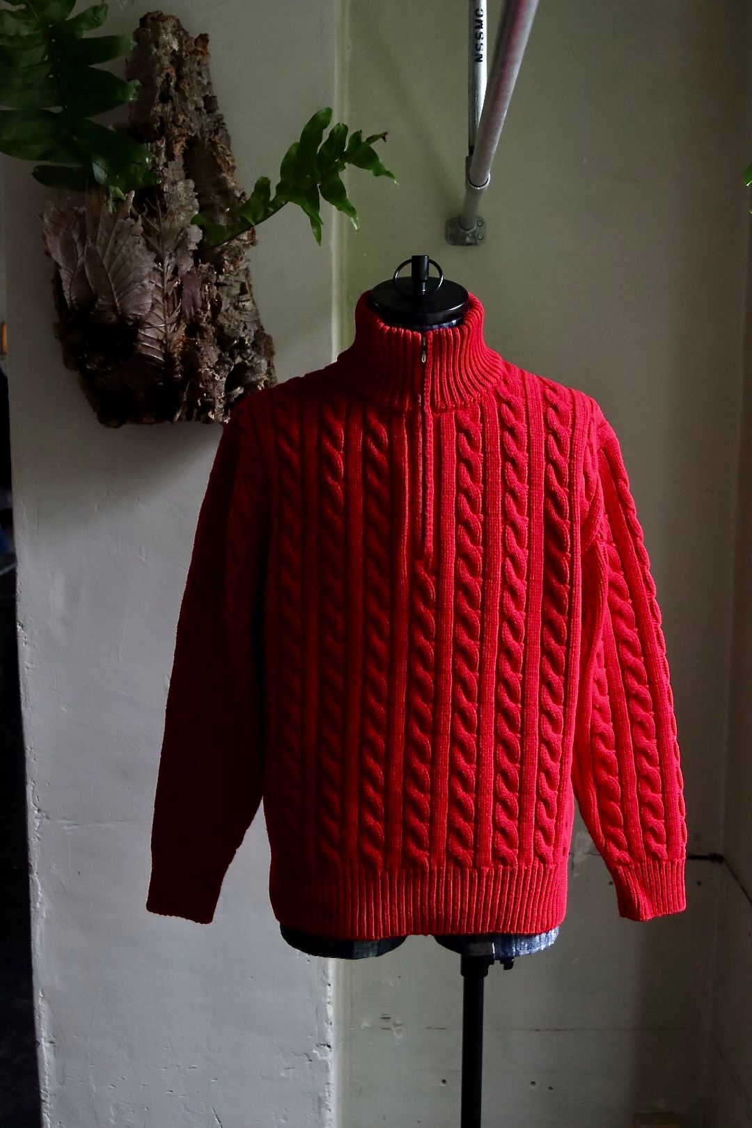 アプレッセ23AW Cashmere Aran Half Zip Sweater(23AAP-03-03K)RED