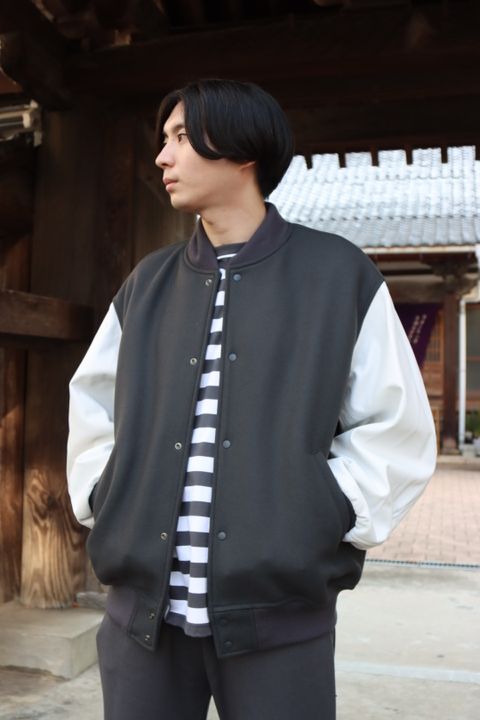 Graphpaper Scale Off Melton Stadium Jacket"C.GRAY"style