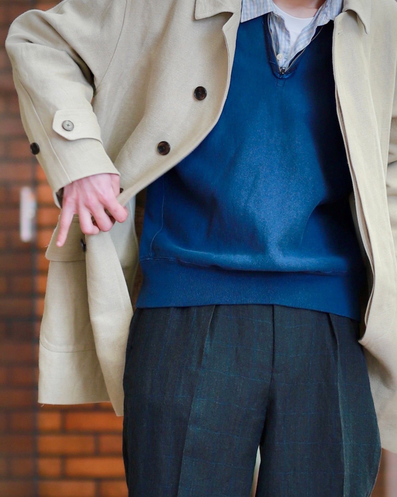 A.PRESSE アプレッセ23SS Wide Tapered Trousersウインドペン A.PRESSE アプレッセ23SS Wide Tapered Trousersウインドペン