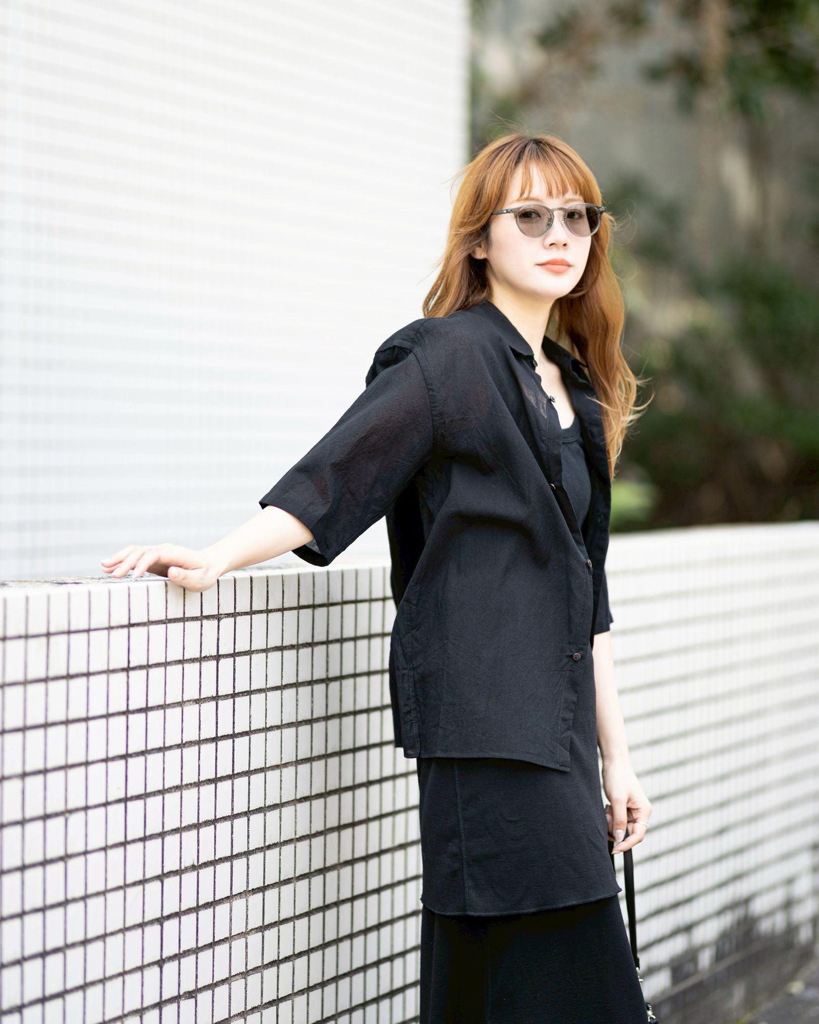 blurhms 26SS Women's Silk-Co Voile Half-Sleeve Shirt(BHS26S036SiCo)Black