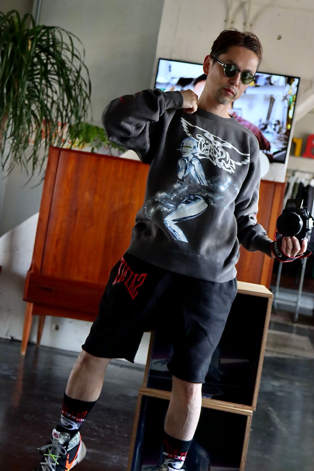 セントマイケル22SS SWEAT SHIRT SORAYAMA"BLACK".style.
