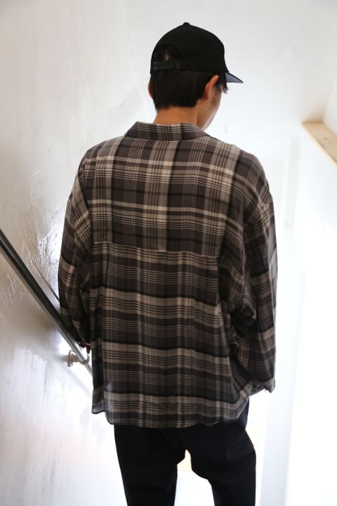 Graphpaper Tencel Check Regular Collar Big Sleeve Shirt"BLACK×GRAY Style.2020.8.15.