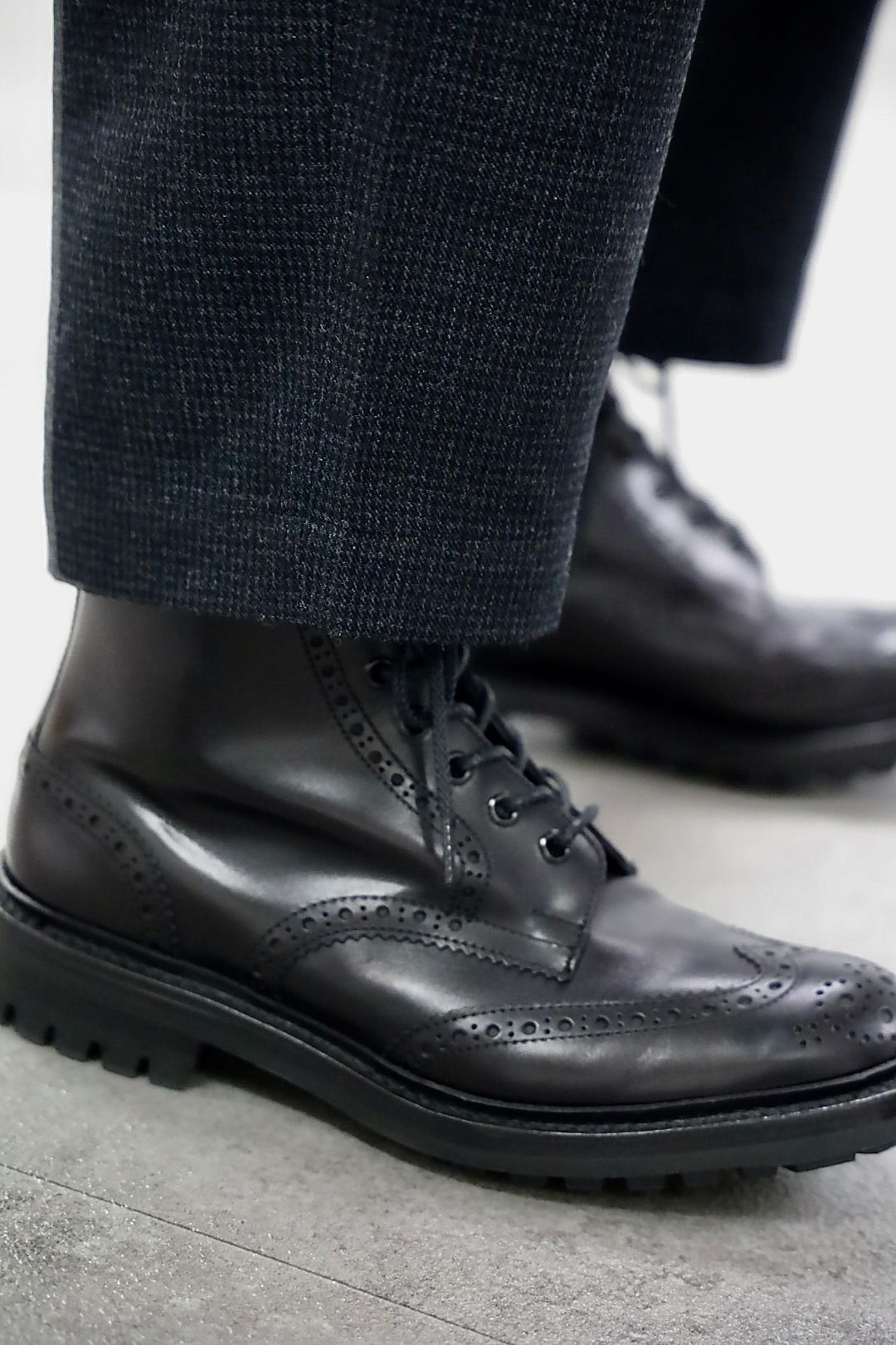 コムデギャルソンオム25FW ウール千鳥格子イージーパンツ(HP-P024-051)BLACK