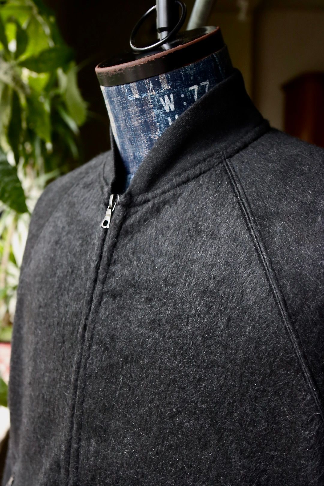 blurhms ブラームス Pe/Silk Fleece Bomber Jacket(BHS25F019)HEATHER BLACK☆新作発売！