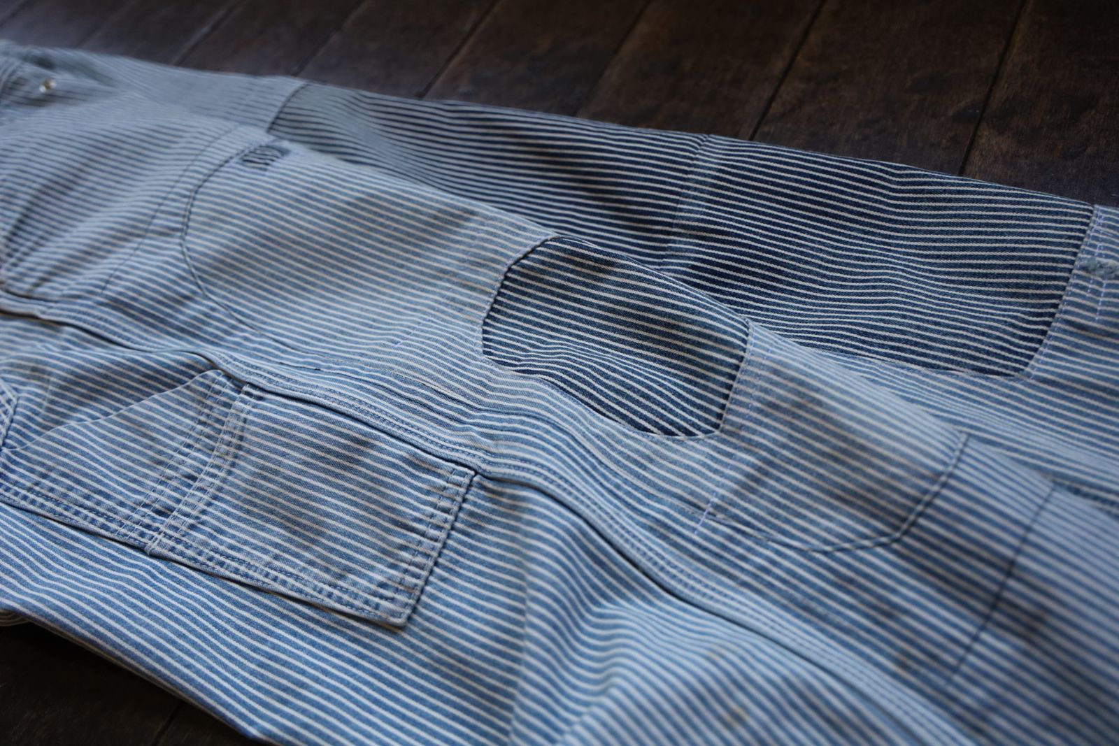 BOW WOW バウワウ HICKORY PAINTER PANTS with SEPARATE APRON(BW251-HPPA)HICKORY STRIPE AGING