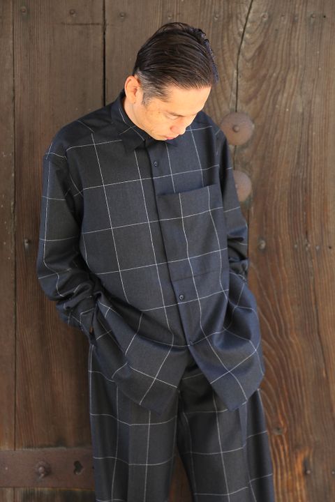 YOKE NAVY CHECKセットアップスタイル.2020.11.1.