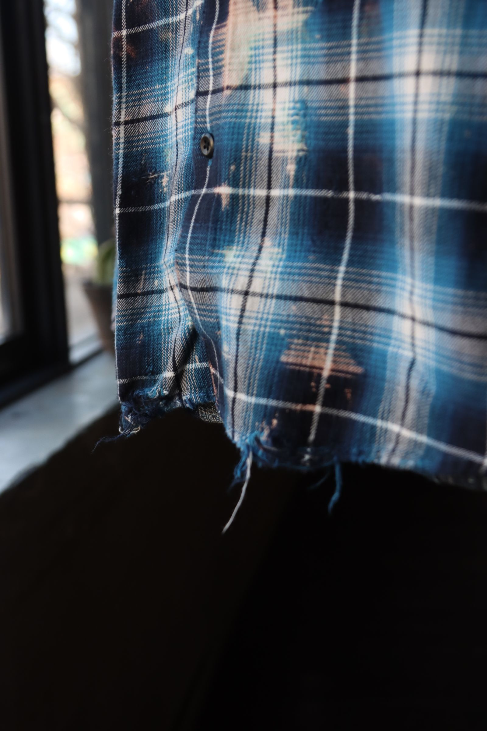 RAFUラフ 24SS Bleached & Damaged shirt(RAFU037)BLUE