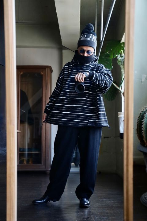 S.F.C 25SS HOODIE MIX SIDE STRIPE LS TEE"Black-White"スタイル