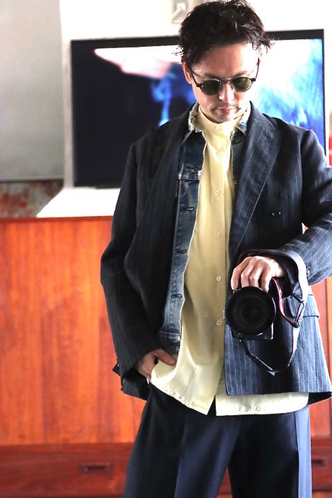 Ets.MATERIAUX 22SS Band collar shirt"YELLOW"style.2021.12.14.