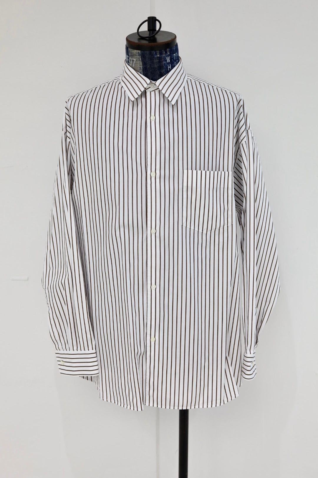 グラフペーパー 25AW SIDOGRAS Stripe Regular Collar Shirt(GM254-50024STB])BROWN STRIPE☆10月25日(土)発売！