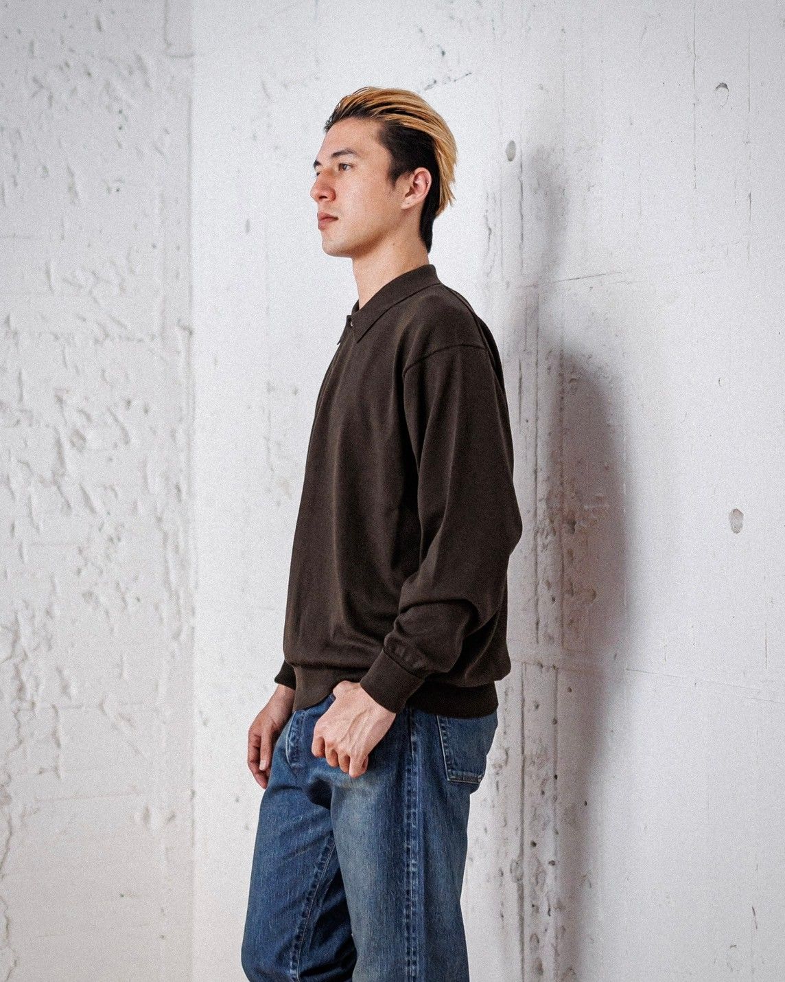 A.PRESSE - アプレッセ Cotton Knit L/S Polo Shirts(25SAP-03
