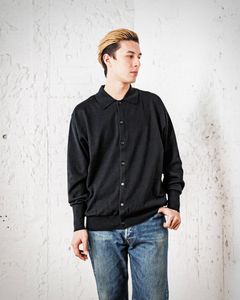 A.PRESSE Cotton Knit Polo Collar Cardigan (BLACK)スタイル 2月8日(土)新作発売！