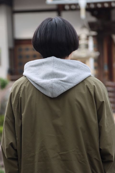 FreshService SWEAT HOODED SWING TOP"KHAKI×HEATHER GRAY"style