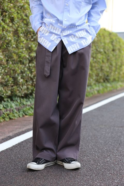 COMME des GARCONS HOMME ツイル×綿ストライプロゴプリントシャツStyle.2020.9.4..