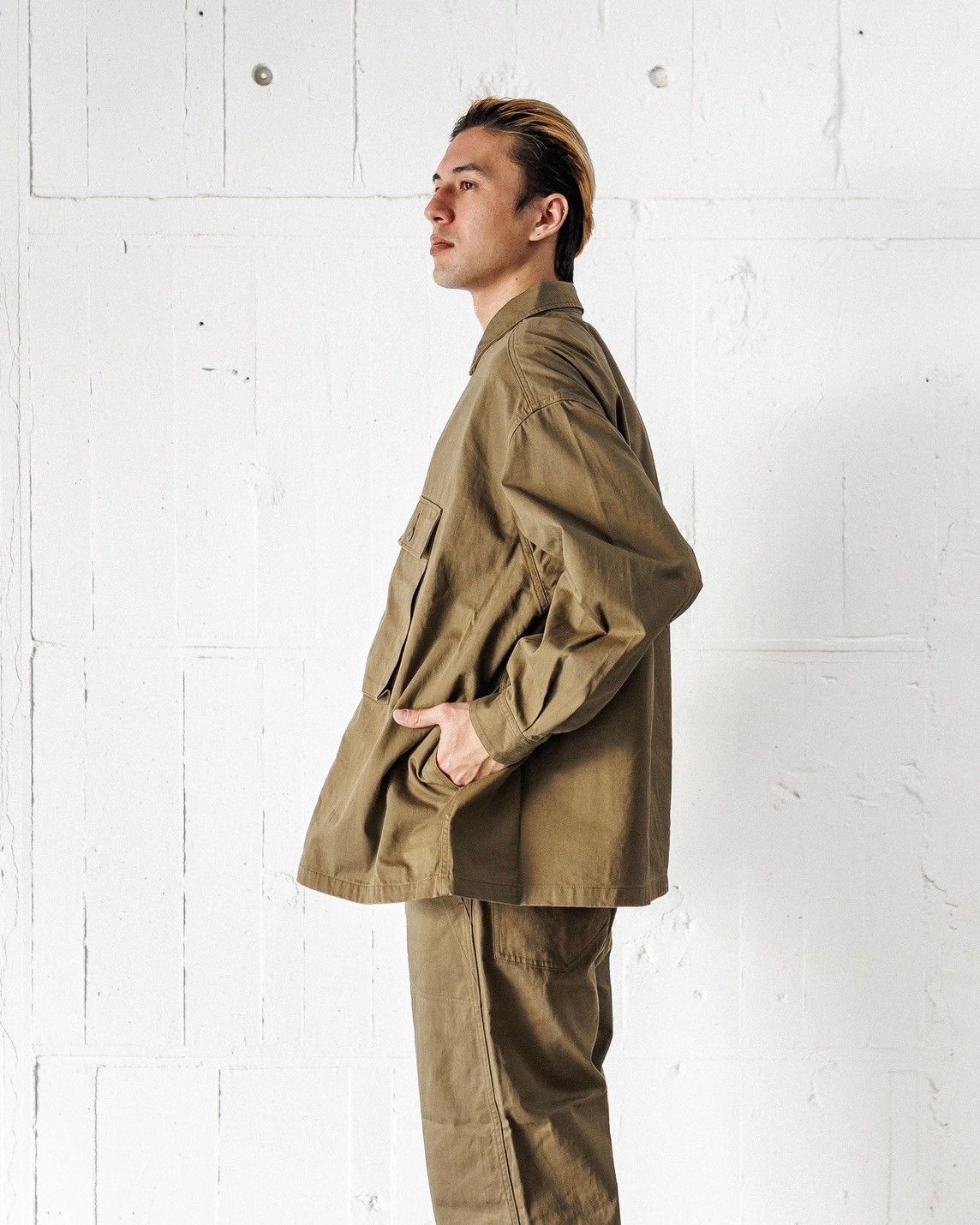 フレッシュサービス UTILITY FATIGUE SHIRT(FSC251-20138)GREEN(TAN)