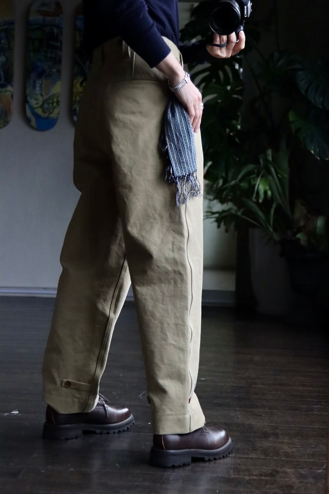 A.PRESSE 23SS Motorcycle Trousers"BEIGE"スタイル