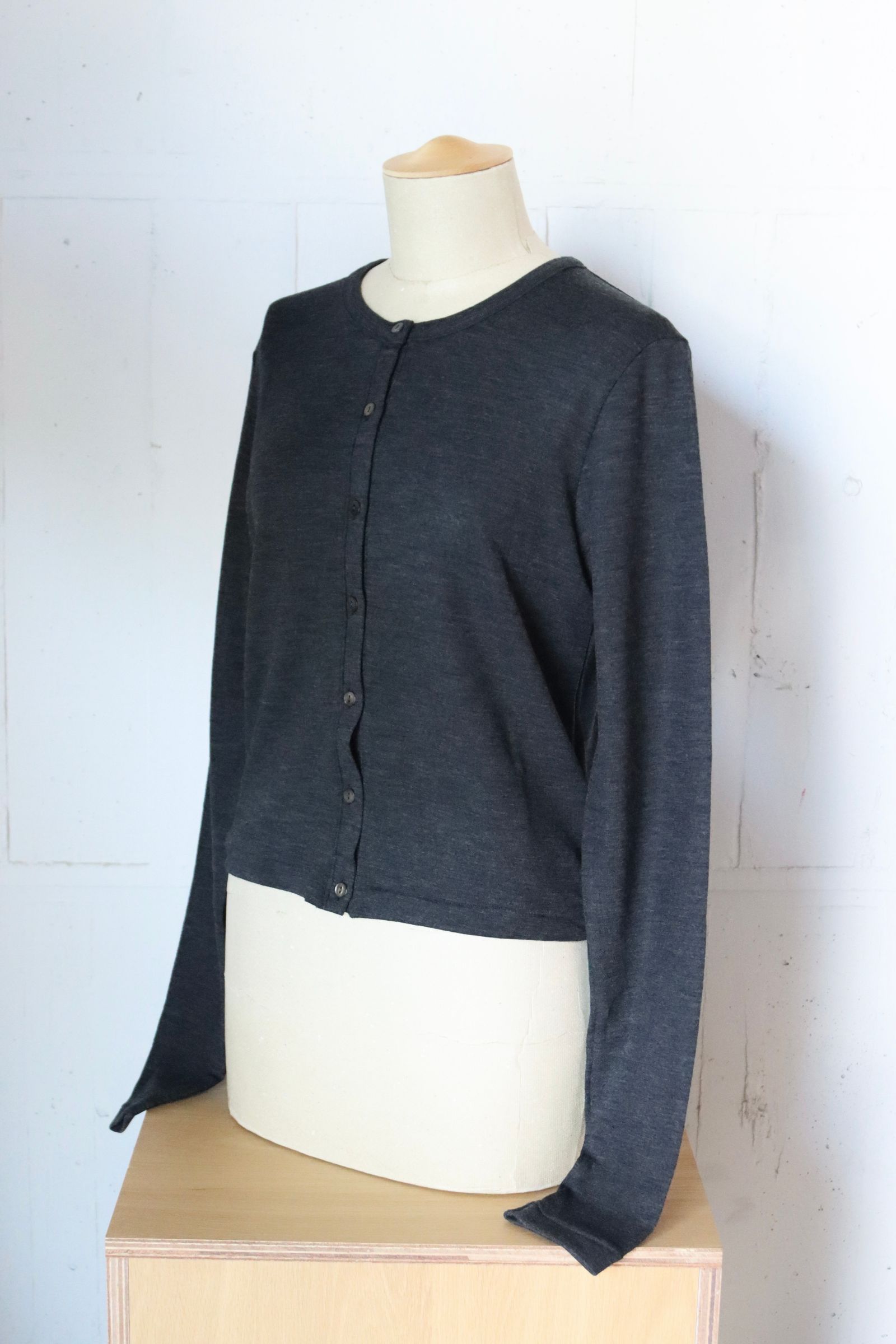 blurhms Womens 25FW Wool Rib Cardigan(BHSW24F13F25)HeatherCharcoal☆7月25日(金)新作発売！