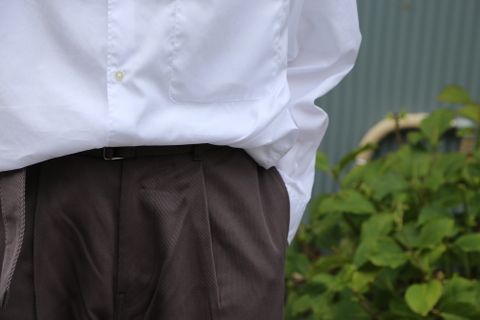 Graphpaper Hard Twill Belted Pants (GM203-40002B)GRAYスタイル.2020.7.25.