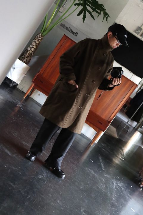 アプレッセ22FW Motorcycle Half Coat"OLIVE"スタイル